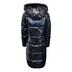 Дълго дамско яке City Angels Jeans, Черен лак, 7028